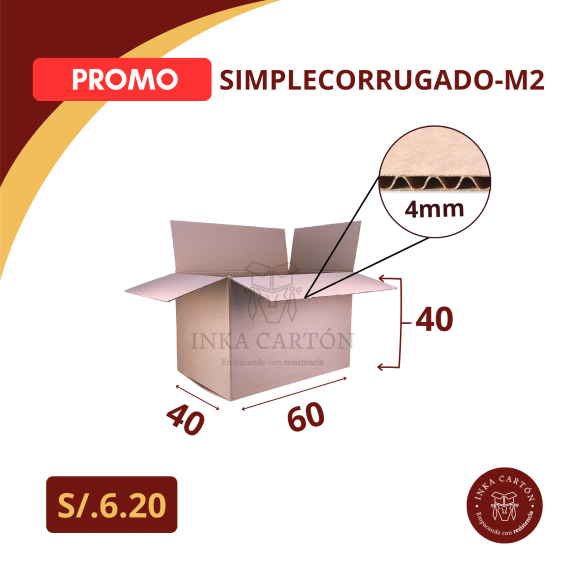 Caja carton simplecorrugado 40x60x40 M2
